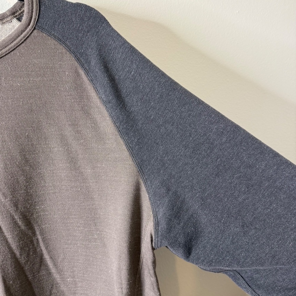 Lululemon Mens Raglan Crewneck Sweatshirt Brown Grey Side Zips XL - Picture 3 of 9